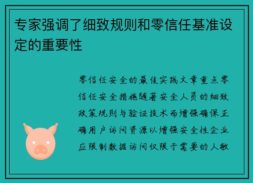 专家强调了细致规则和零信任基准设定的重要性 